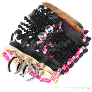 Single Donor Human Virgin Hair Extension Vendor Wholesale AMZHAIR Unprocessed Raw Cambodian Cuticle Aligned Virgin Hair Bundles
